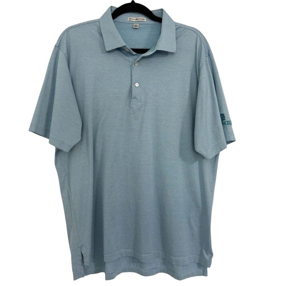 Peter Millar Polo Mens LARGE Shirt Cotton Stretch Golf Casual Breathable Striped